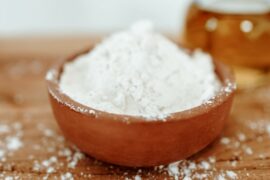 wooden bowl containing cornstarch